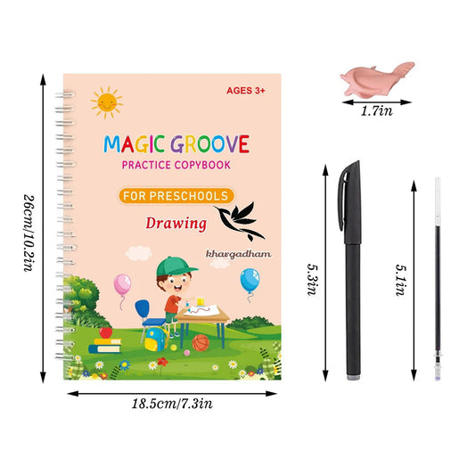 Magic Practice Copybook (4 BOOKS,1 PEN,1 GRIP,10 REFILL) Pack of 1
